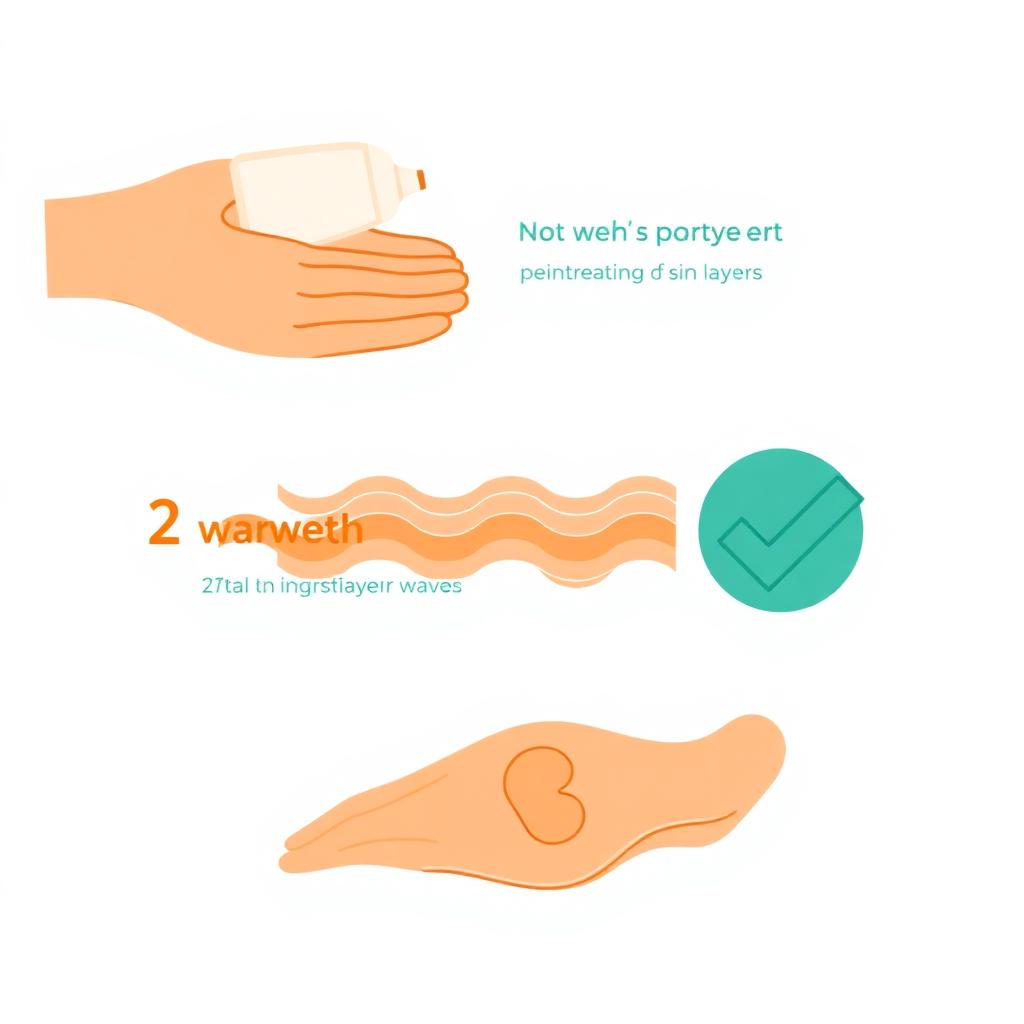 Diagram showing how Arthryon Heat Relief Cream is applied and penetrates joint tissue